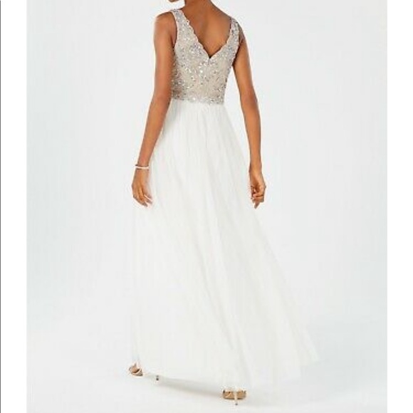 NWT Adrianna Papell ivory beaded long dress - Picture 2 of 7